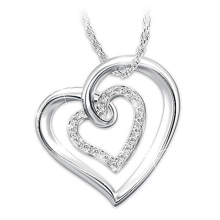 Always In My Heart Sterling Silver White Topaz Pendant Necklace