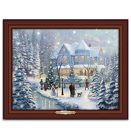 Thomas Kinkade A Christmas Homecoming Illuminated Canvas Print Wall Decor
