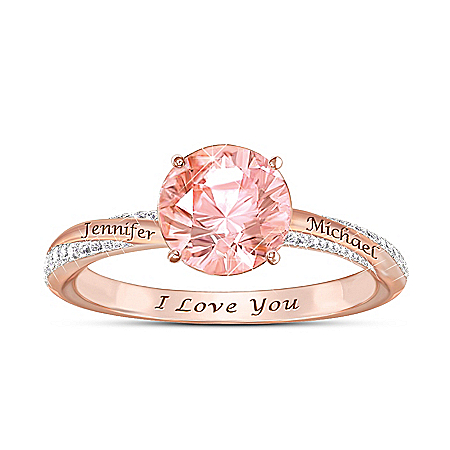 Blush Of Romance Personalized 18K Gold-Plated Ring