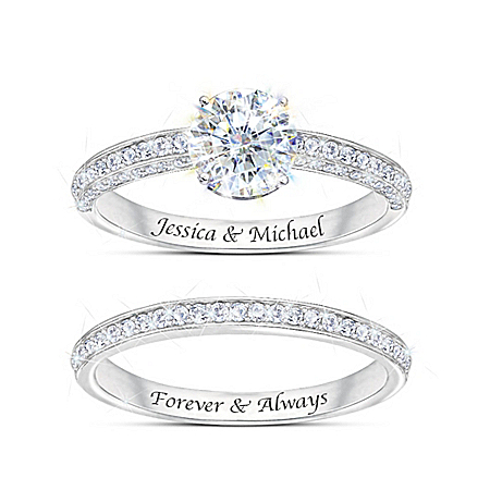 Forever Love Personalized Diamonesk Bridal Ring Set