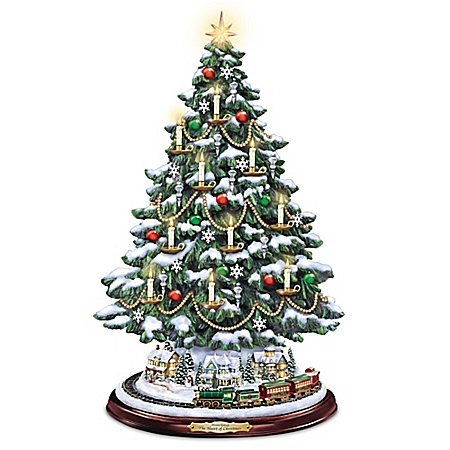 Handcrafted Thomas Kinkade The Heart Of Christmas Illuminated Tabletop Tree