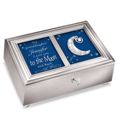 Granddaughter, To The Moon And Back Personalized Heirloom Music Box With Poem Card