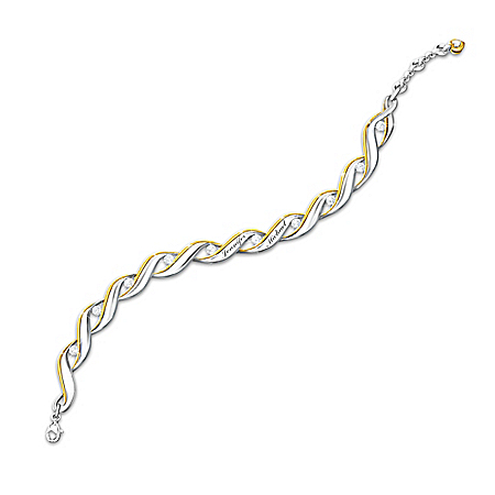 Sterling Silver & 18K Gold Plated Everlasting Love Personalized Diamond Bracelet