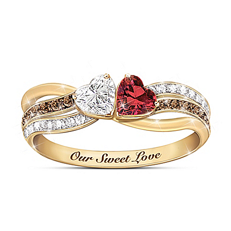 Our Sweet Love Mocha And White Diamond Garnet Ring
