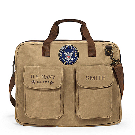 U.S. Navy Personalized Canvas Messenger Tote Bag