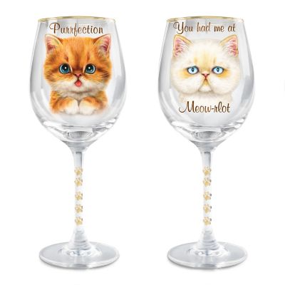 Paws-itvely Purrfect Cat Wine Glass Set