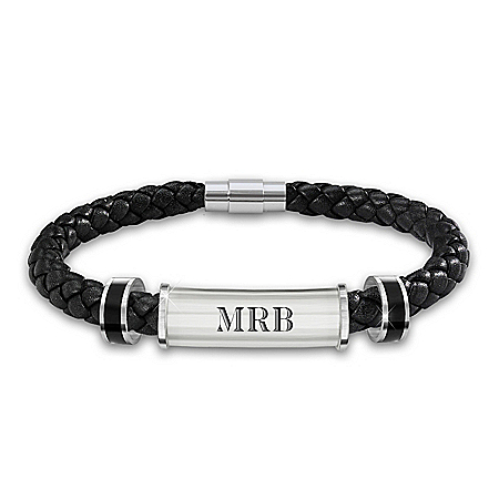Personalized Mens Leather Bracelet