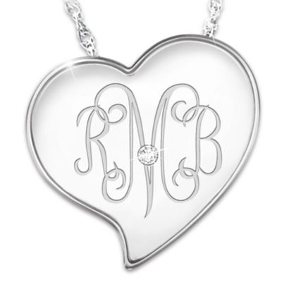 Monogram Heart Personalized Diamond Pendant Necklace