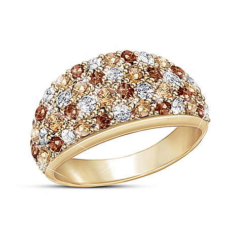 Wild Beauty Womens 18K Gold-Plated Diamonesk Dome Ring