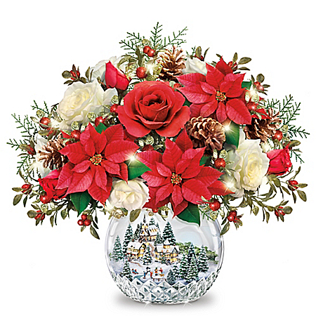 Thomas Kinkade All Is Bright Always In Bloom Illuminated Table Centerpiece