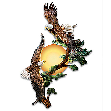 Soaring Sunrise Eagle Illuminated Sconce Wall Decor