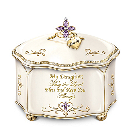 Daughter, May The Lord Bless And Keep You Personalized Heirloom Porcelain Music Box