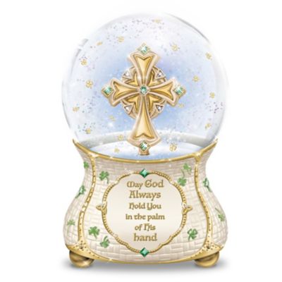 Irish Blessings Sculpted Celtic Cross Glitter Globe