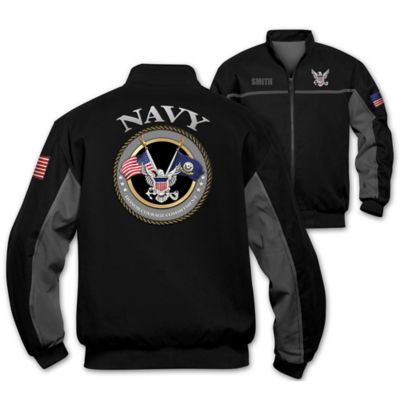 U.S. Navy Salute Personalized Mens Bomber Jacket