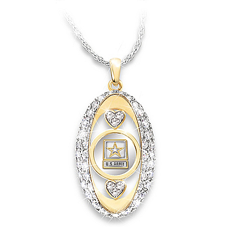 U.S. Army Pride Crystal Pendant Necklace