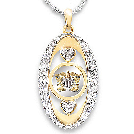 Navy Pride Swarovski Crystal Pendant Necklace