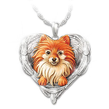 Pomeranians Are Angels Heart Pendant Necklace