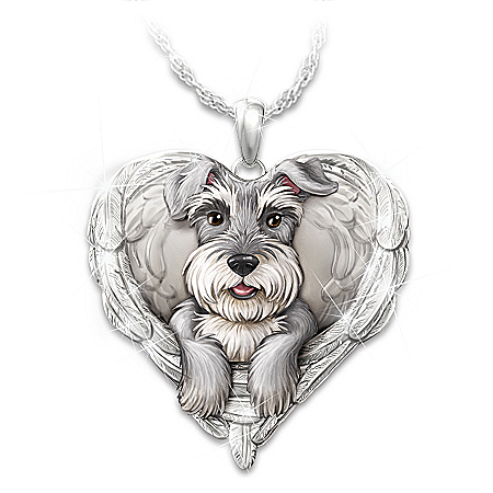 Schnauzers Are Angels Heart Pendant Necklace