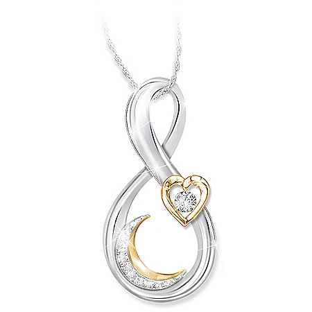 Love You To The Moon And Back Granddaughter Diamond Pendant Necklace