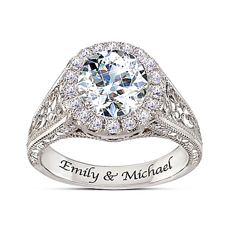 I Love You More Personalized Sterling Silver Topaz Ring