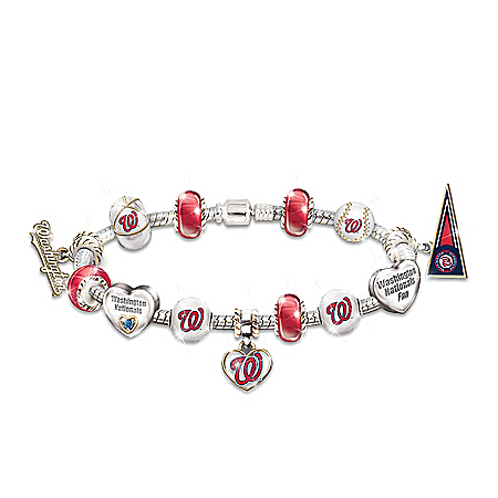Go Washington Nationals! #1 MLB Fan Womens Charm Bracelet