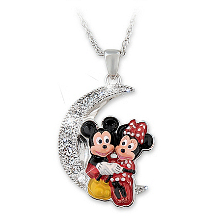 Disney I Love You To The Moon And Back Mickey Mouse And Minnie Mouse Pendant Necklace