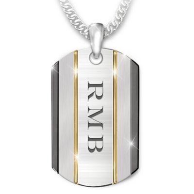 The Strength Of My Grandson Personalized Stainless Steel Dog Tag Necklace