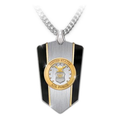 U.S. Air Force Stainless Steel Shield Pendant Necklace