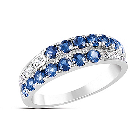 Symphony Sterling Silver Sapphire And Diamond Ring
