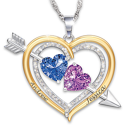 Love Struck Womens Personalized Crystal Birthstone Pendant Necklace