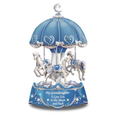 Granddaughter, I Love You To The Moon And Back Illuminated Carousel Music Box