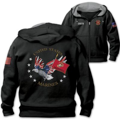 USMC Pride Personalized Mens Easy-Care Comfort Knit Hoodie