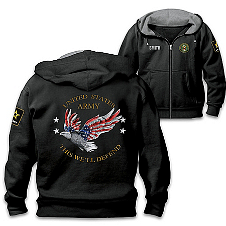 Army Pride Personalized Mens Easy-Care Comfort Knit Hoodie