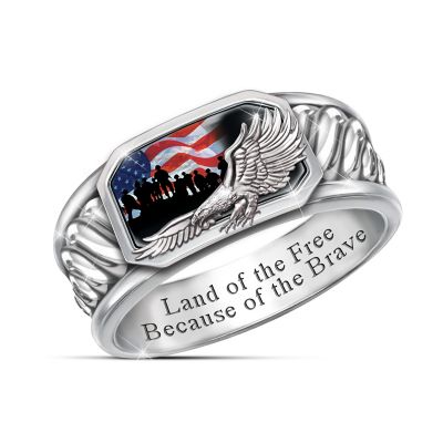 Mens Silver Plated Patriotic Freedom Isn't Free Ring