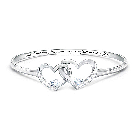 Best Part Of Me Womens Heart-Shaped Diamond And White Topaz Bracelet