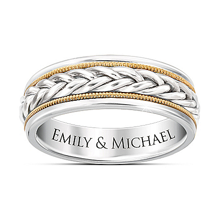 Strength Of Love Mens Stainless Steel Personalized Ring
