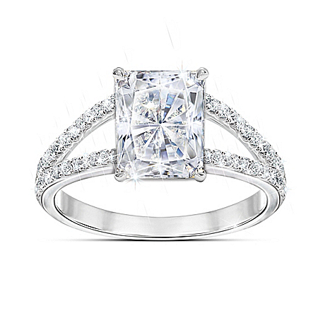 Radiant Star Diamonesk Sterling Silver Womens Ring