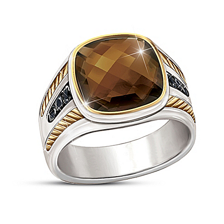 Single Malt Mens Smoky Quartz Gemstone Ring