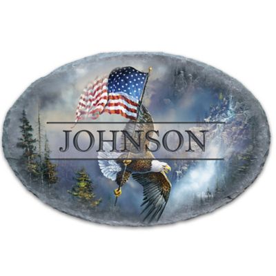 On Majestic Wings Bald Eagle Personalized Outdoor Welcome Sign