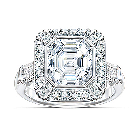 Womens Regal Elegance Celebrity Sterling Silver Diamonesk Ring