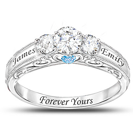 Forever Yours Personalized Birthstone Womens Ring