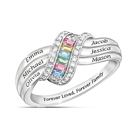 Sterling Silver Forever Family Personalized Birthstone Ring