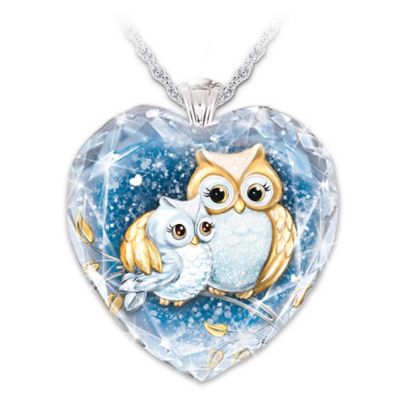 Granddaughter Owl Always Love You Personalized Crystal Heart Pendant Necklace
