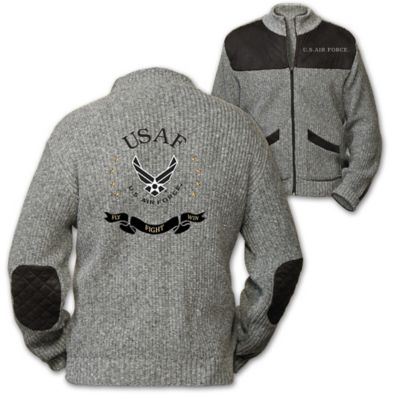 U.S. Air Force Fly, Fight, Win Mens Knit Sweater Jacket