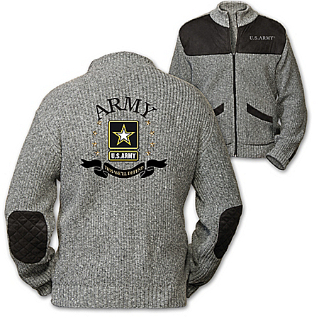 U.S. Army This We'll Defend Mens Knit Sweater Jacket