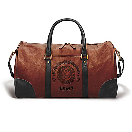 ARMY Embossed Leather Duffel Tote Bag