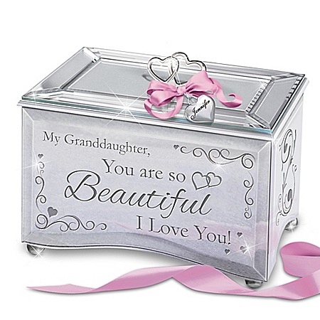 Granddaughter, You Are So Beautiful Personalized Mirrored Music Box With Poem Card