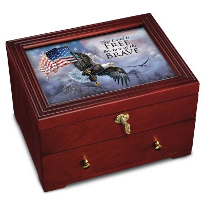 The Free And The Brave Wooden Keepsake Strongbox