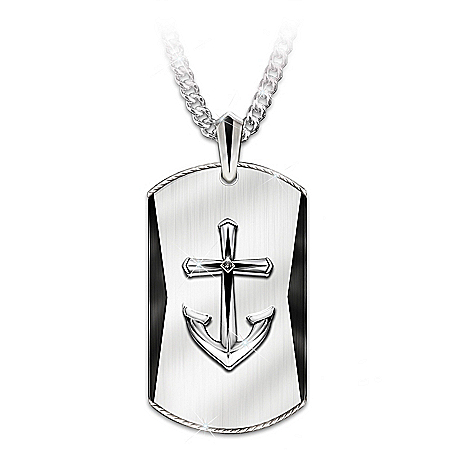 Anchored In Faith Mens Pendant Necklace For Grandson