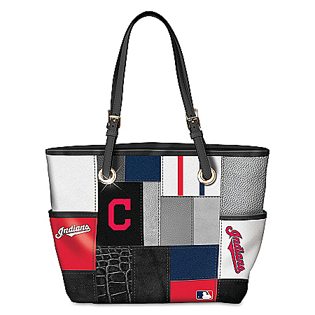 Cleveland Indians MLB Womens Patchwork Tote Bag With Team Logos
